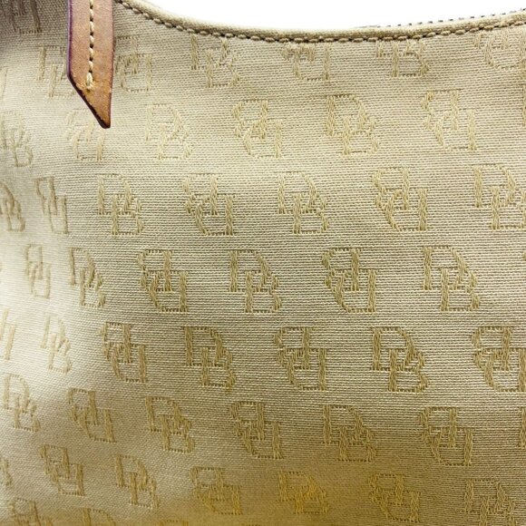 Vintage Dooney & Bourke Tan Leather Trim Canvas Signature Shoulder Bag Purse main image 0